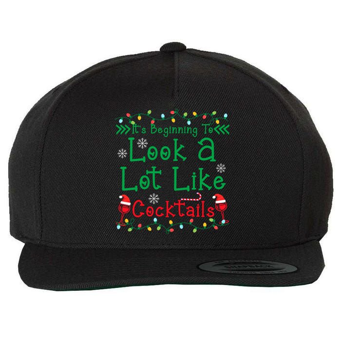 It's Beginning To Look A Lot Like Cocktails Funny Christmas Wool Snapback Cap