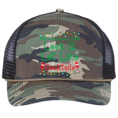 It's Beginning To Look A Lot Like Cocktails Funny Christmas Retro Rope Trucker Hat Cap