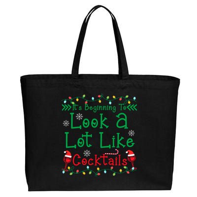 It's Beginning To Look A Lot Like Cocktails Funny Christmas Cotton Canvas Jumbo Tote