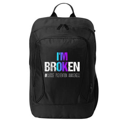 Im Broken Teal & Purple Ribbon Suicide Prevention Awareness City Backpack