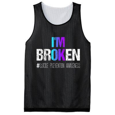 Im Broken Teal & Purple Ribbon Suicide Prevention Awareness Mesh Reversible Basketball Jersey Tank