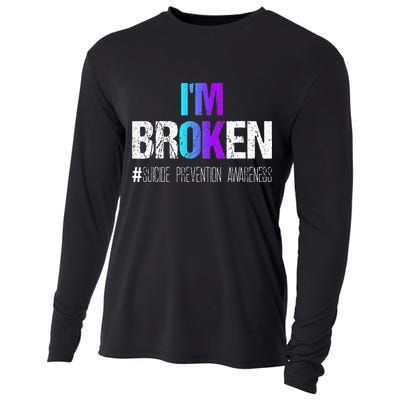 Im Broken Teal & Purple Ribbon Suicide Prevention Awareness Cooling Performance Long Sleeve Crew