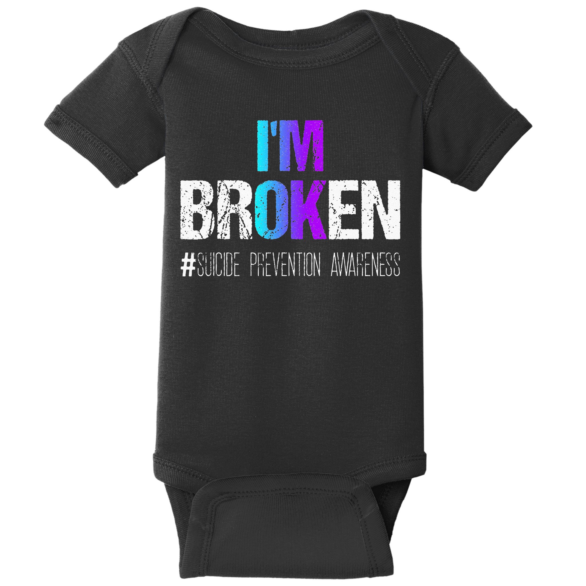 Im Broken Teal & Purple Ribbon Suicide Prevention Awareness Baby Bodysuit