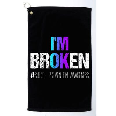 Im Broken Teal & Purple Ribbon Suicide Prevention Awareness Golf Towel