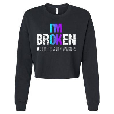Im Broken Teal & Purple Ribbon Suicide Prevention Awareness Cropped Pullover Crew