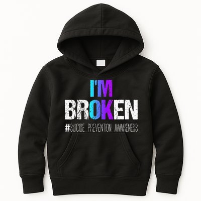 Im Broken Teal & Purple Ribbon Suicide Prevention Awareness Kids Hoodie