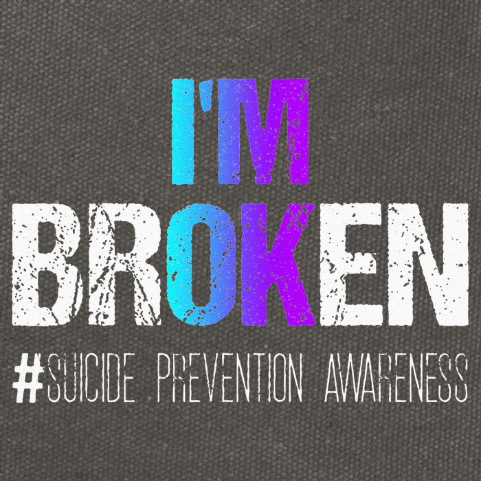 Im Broken Teal & Purple Ribbon Suicide Prevention Awareness Cotton Canvas Backpack