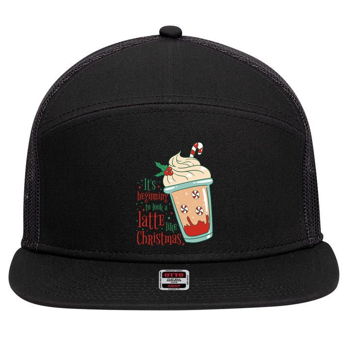 It's Beginning To Look A Latte Like Christmas 7 Panel Mesh Trucker Snapback Hat