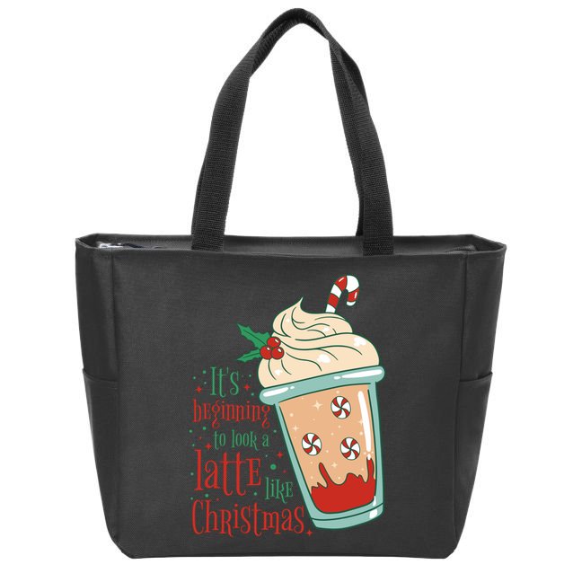 It's Beginning To Look A Latte Like Christmas Zip Tote Bag