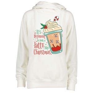 It's Beginning To Look A Latte Like Christmas Womens Funnel Neck Pullover Hood