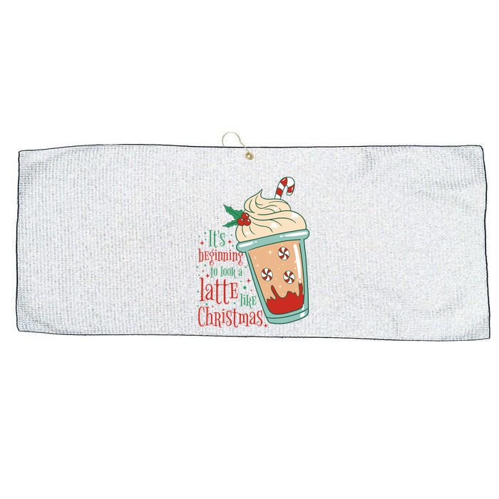 It's Beginning To Look A Latte Like Christmas Large Microfiber Waffle Golf Towel