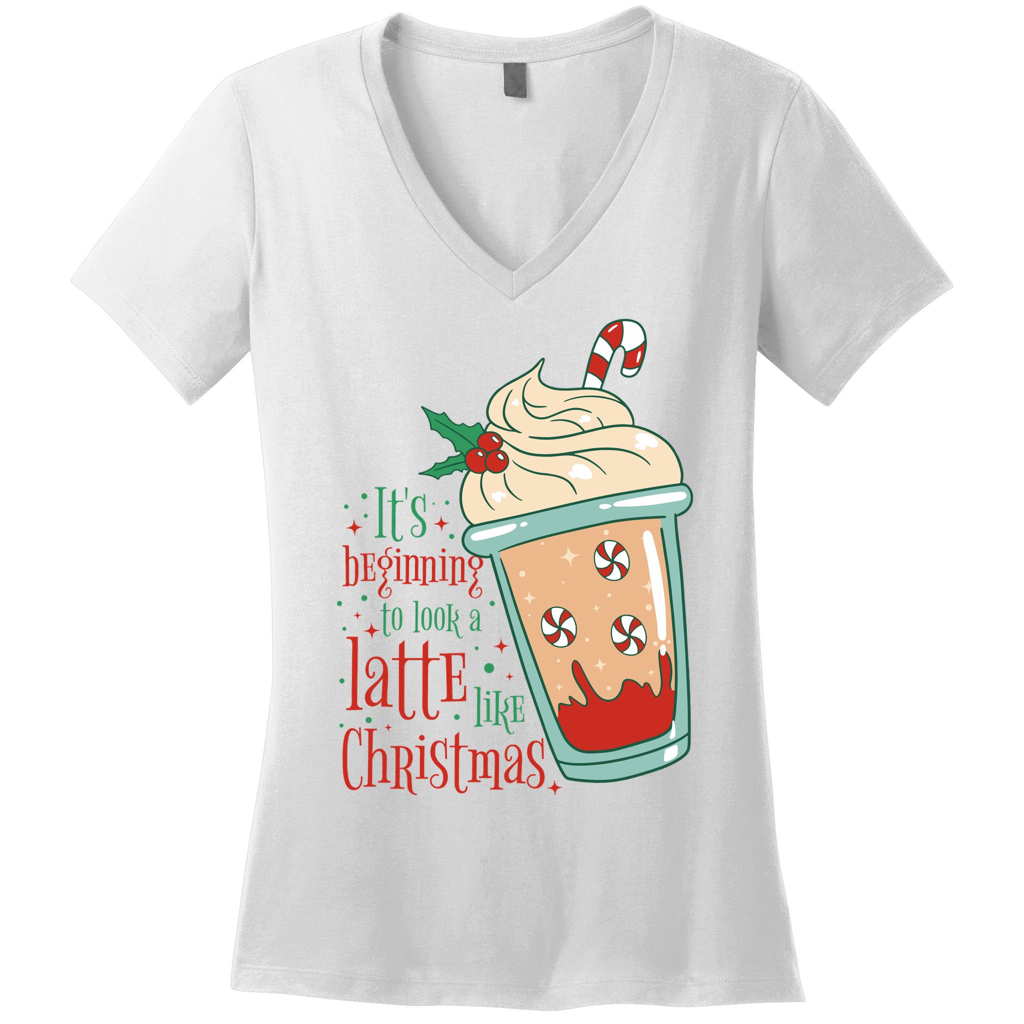 It's Beginning To Look A Latte Like Christmas Women's V-Neck T-Shirt
