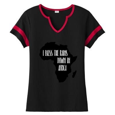 I Bless The Rains Down In Africa Ladies Halftime Notch Neck Tee