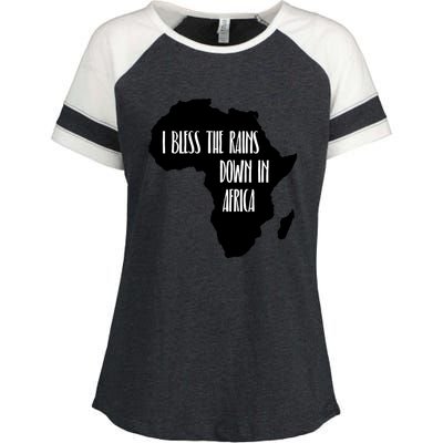 I Bless The Rains Down In Africa Enza Ladies Jersey Colorblock Tee