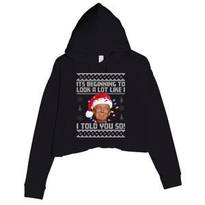 Its Beginning To Look A Like I Told You So Ugly Christmas Crop Fleece Hoodie