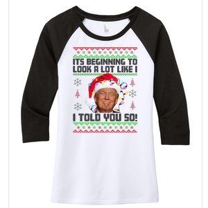 Its Beginning To Look A Like I Told You So Ugly Christmas Women's Tri-Blend 3/4-Sleeve Raglan Shirt