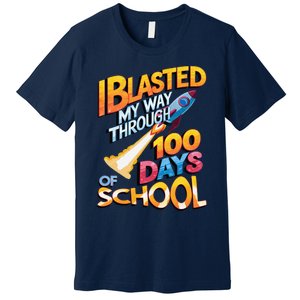 I Blasted Through 100 Days Of School Rocket Fun Teacher Premium T-Shirt