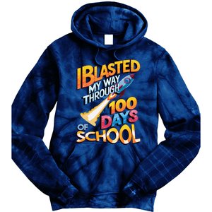 I Blasted Through 100 Days Of School Rocket Fun Teacher Tie Dye Hoodie