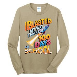 I Blasted Through 100 Days Of School Rocket Fun Teacher Tall Long Sleeve T-Shirt