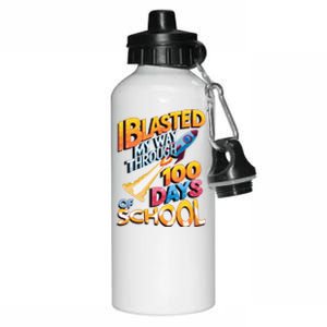 I Blasted Through 100 Days Of School Rocket Fun Teacher Aluminum Water Bottle