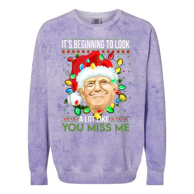 Its Beginning To Look A Lot Like You Miss Me Trump Christmas Cool Gift Colorblast Crewneck Sweatshirt