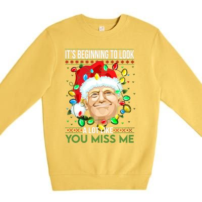 Its Beginning To Look A Lot Like You Miss Me Trump Christmas Cool Gift Premium Crewneck Sweatshirt