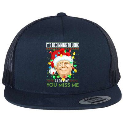 Its Beginning To Look A Lot Like You Miss Me Trump Christmas Cool Gift Flat Bill Trucker Hat