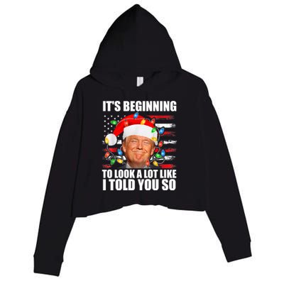 ItS Beginning To Look A Lot Like I Told You So Trump 2024 Xmas Christmas Crop Fleece Hoodie