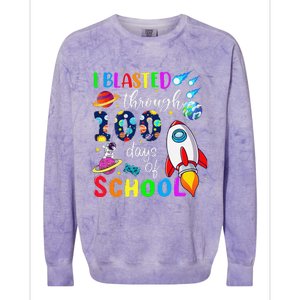 I Blasted Through 100 Days Of School 100th Day Teacher Colorblast Crewneck Sweatshirt