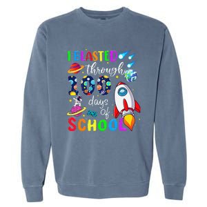 I Blasted Through 100 Days Of School 100th Day Teacher Garment-Dyed Sweatshirt