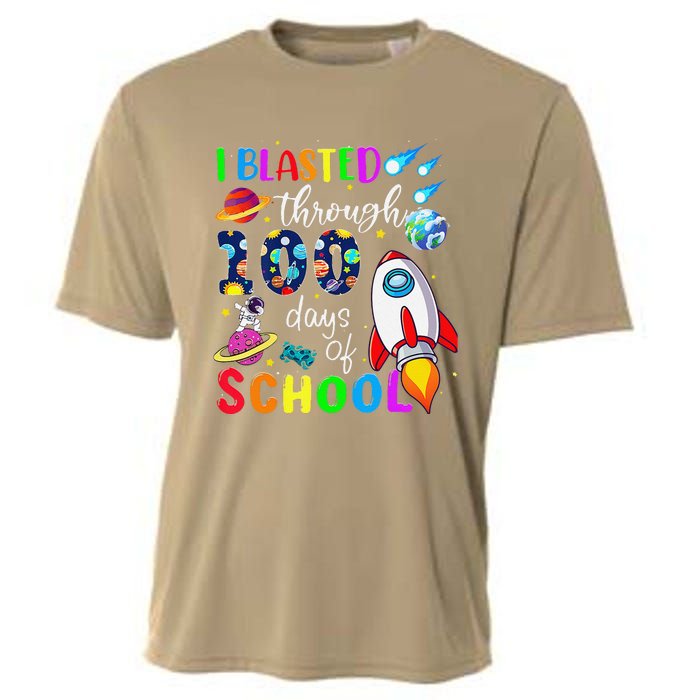 I Blasted Through 100 Days Of School 100th Day Teacher Cooling Performance Crew T-Shirt