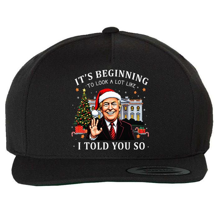 ItS Beginning To Look A Lot Like I Told You So Santa Trump Wool Snapback Cap