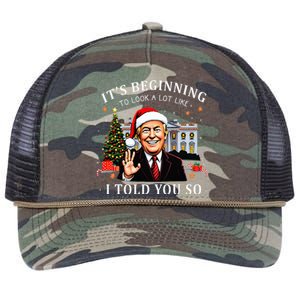 ItS Beginning To Look A Lot Like I Told You So Santa Trump Retro Rope Trucker Hat Cap