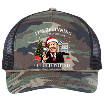 ItS Beginning To Look A Lot Like I Told You So Santa Trump Retro Rope Trucker Hat Cap