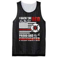 I Back The Red For My Son Proud Dad Of A Firefighter Fathers Mesh Reversible Basketball Jersey Tank