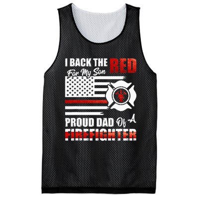 I Back The Red For My Son Proud Dad Of A Firefighter Fathers Mesh Reversible Basketball Jersey Tank