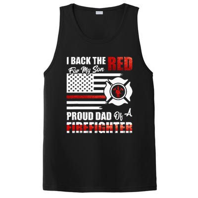 I Back The Red For My Son Proud Dad Of A Firefighter Fathers PosiCharge Competitor Tank