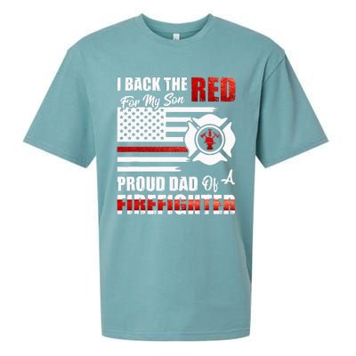 I Back The Red For My Son Proud Dad Of A Firefighter Fathers Sueded Cloud Jersey T-Shirt