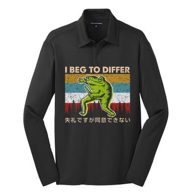 I Beg To Differ Frog Japanese Amphibian Frog Humor Joke Silk Touch Performance Long Sleeve Polo