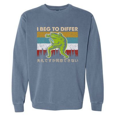 I Beg To Differ Frog Japanese Amphibian Frog Humor Joke Garment-Dyed Sweatshirt