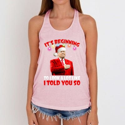 It's Beginning To Look A Lot Like I Told You So Trump Xmas Funny Gift Women's Knotted Racerback Tank