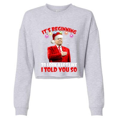 It's Beginning To Look A Lot Like I Told You So Trump Xmas Funny Gift Cropped Pullover Crew