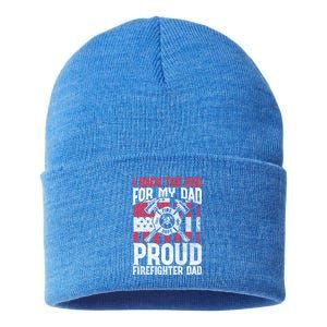 I Back The Red For My Dad Proud Firefighter Firefighter Dad Gift Sustainable Knit Beanie