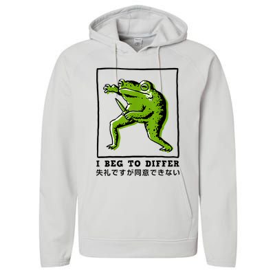 I Beg To Differ Frog Japanese Performance Fleece Hoodie