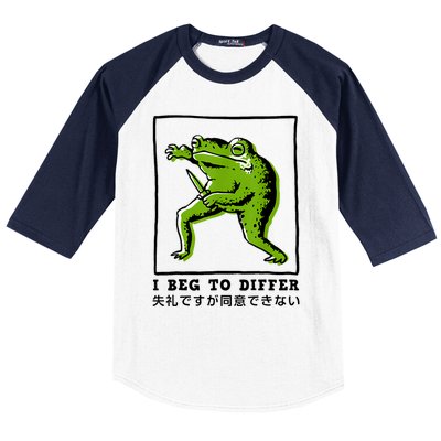 I Beg To Differ Frog Japanese Baseball Sleeve Shirt