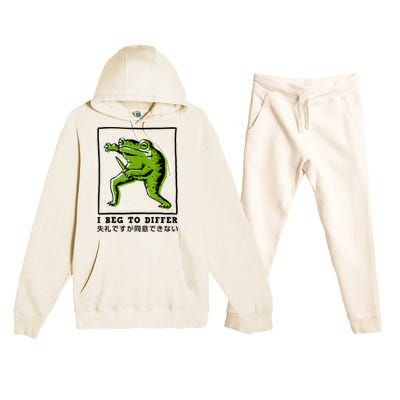 I Beg To Differ Frog Japanese Premium Hooded Sweatsuit Set