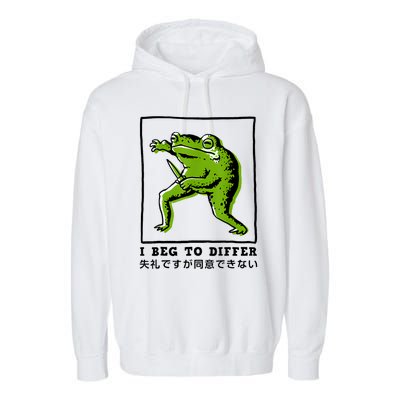 I Beg To Differ Frog Japanese Garment-Dyed Fleece Hoodie