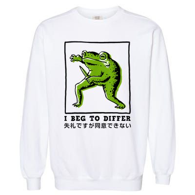 I Beg To Differ Frog Japanese Garment-Dyed Sweatshirt