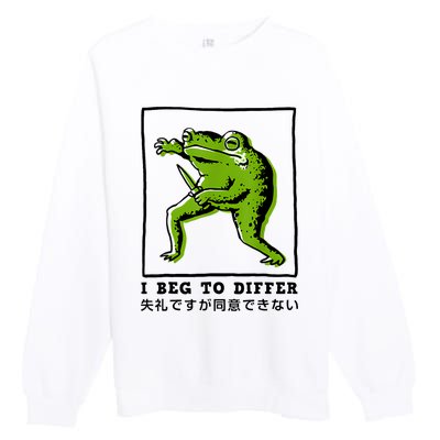 I Beg To Differ Frog Japanese Premium Crewneck Sweatshirt