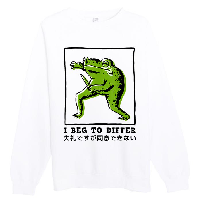 I Beg To Differ Frog Japanese Premium Crewneck Sweatshirt